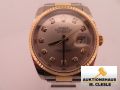 Armbanduhr Rolex Datejust,  Automatik, Edelstahl u. 18K Gelbgold, Ziffernblatt silberfarben mit Brilliantindexen, gebraucht, siehe Bilder