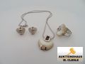 Schmuckset: Halskette ca. 45cm lang, Ring Gr. 53,5/17 u. Ohrstecker, silber, gebraucht, siehe Bilder
